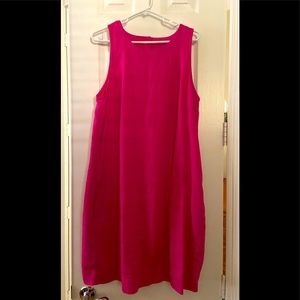 JCrew button-back shift dress beauchamps linen, pink, size Large Tall